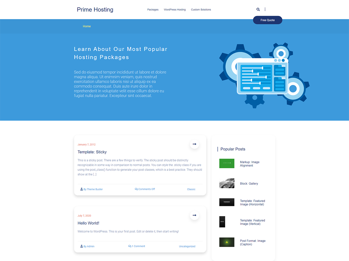 Prime Hosting theme screenshot