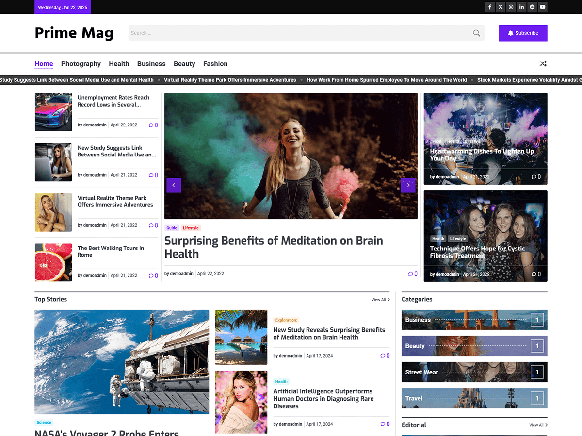Prime Mag theme screenshot