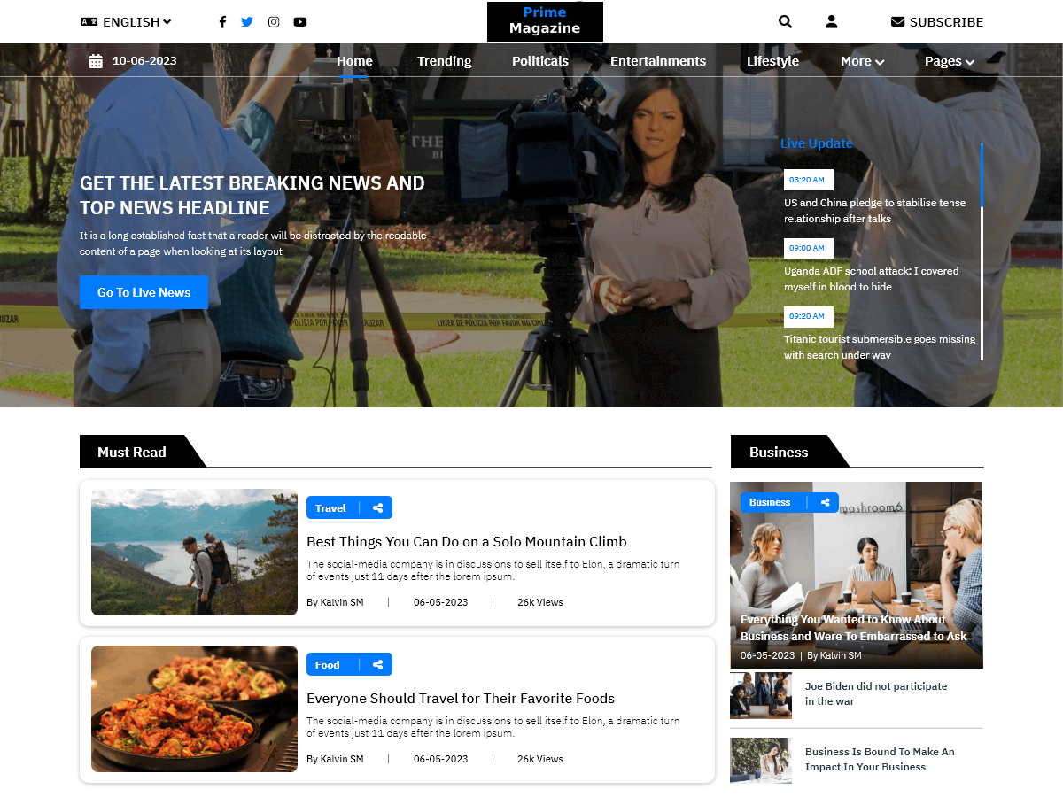 Prime Magazine theme screenshot