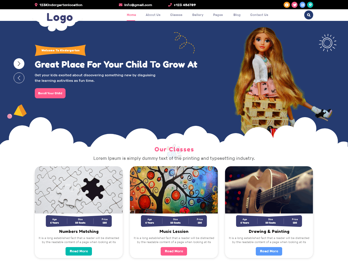 Prime Playschool Classes theme screenshot