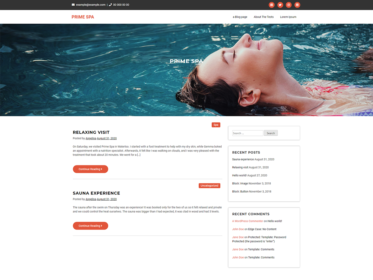 Prime Spa theme screenshot