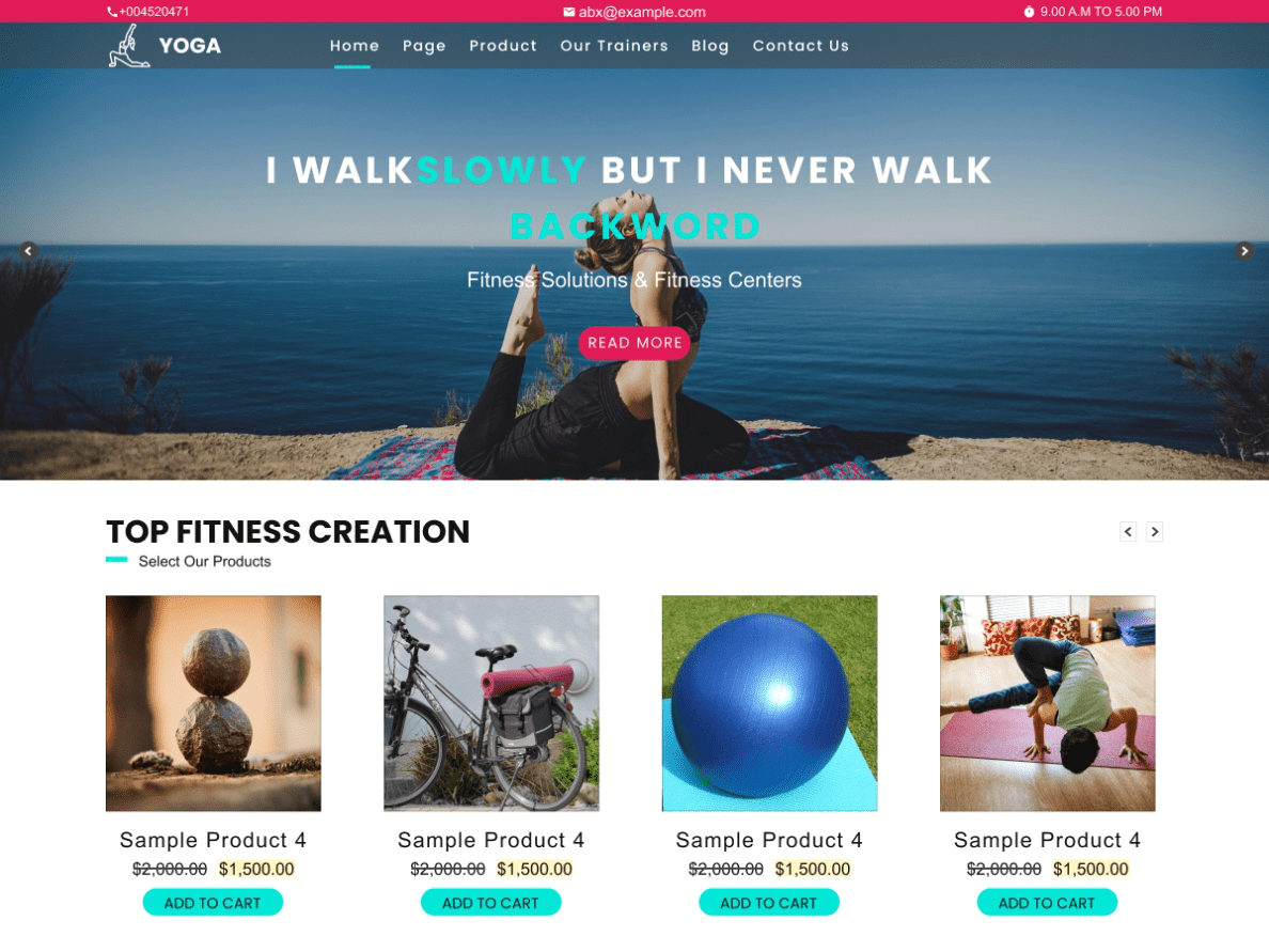 Prime Yoga Classes theme screenshot