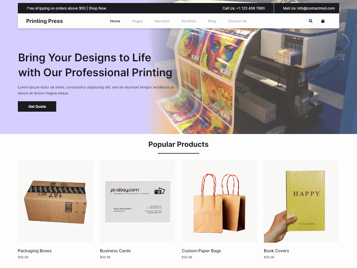 Printing Press theme screenshot