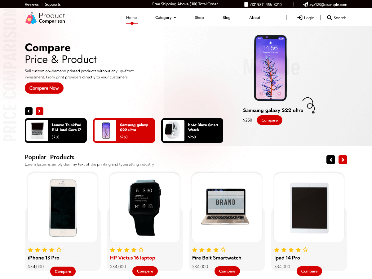 Product Comparison Woocommerce theme screenshot