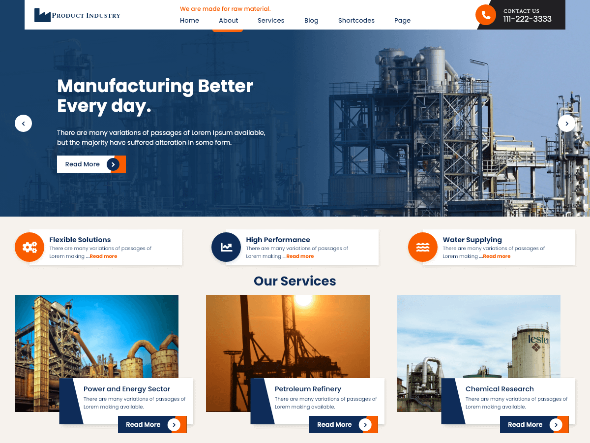 Product Industry theme screenshot