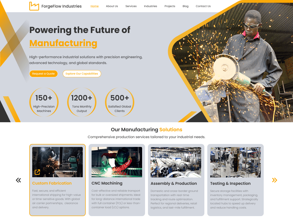 Product Manufacturing theme screenshot