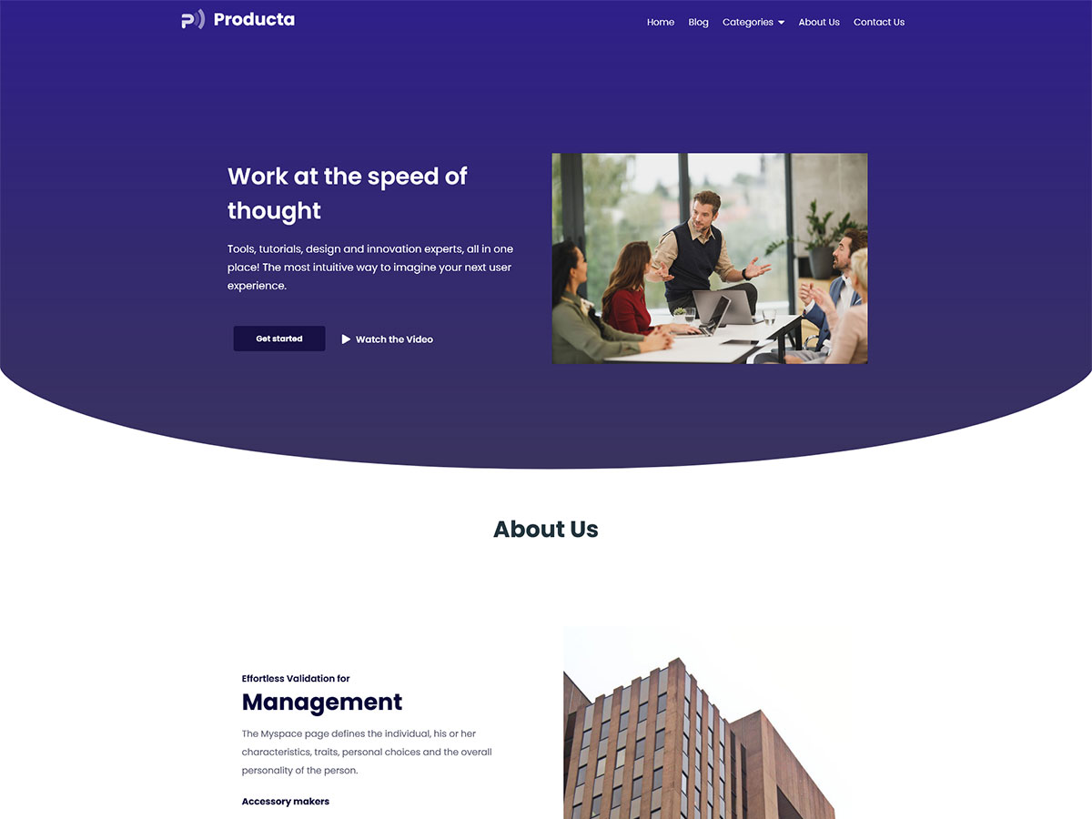 Producta theme screenshot