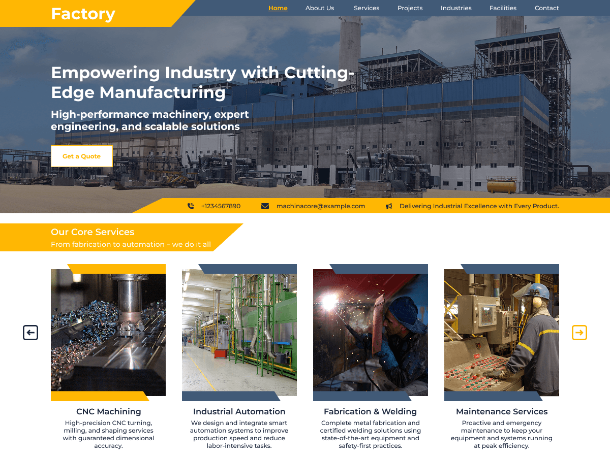 Production Factory theme screenshot