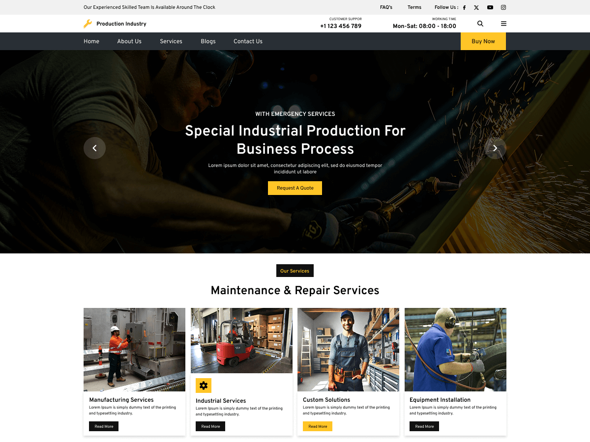 Production Industry theme screenshot