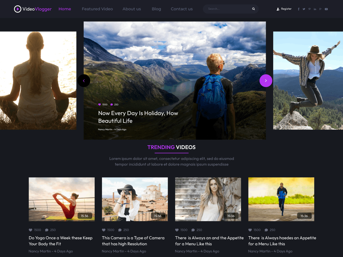 Professional Video Vlogger theme screenshot