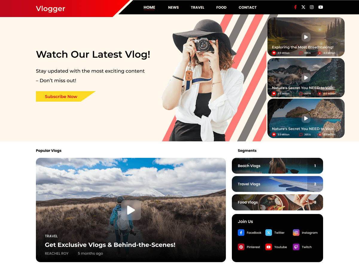 Professional Vlogger theme screenshot