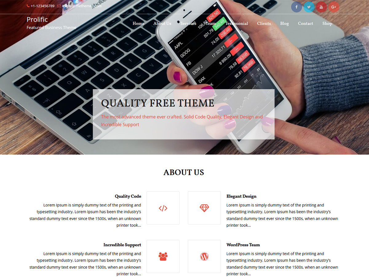 Prolific theme screenshot