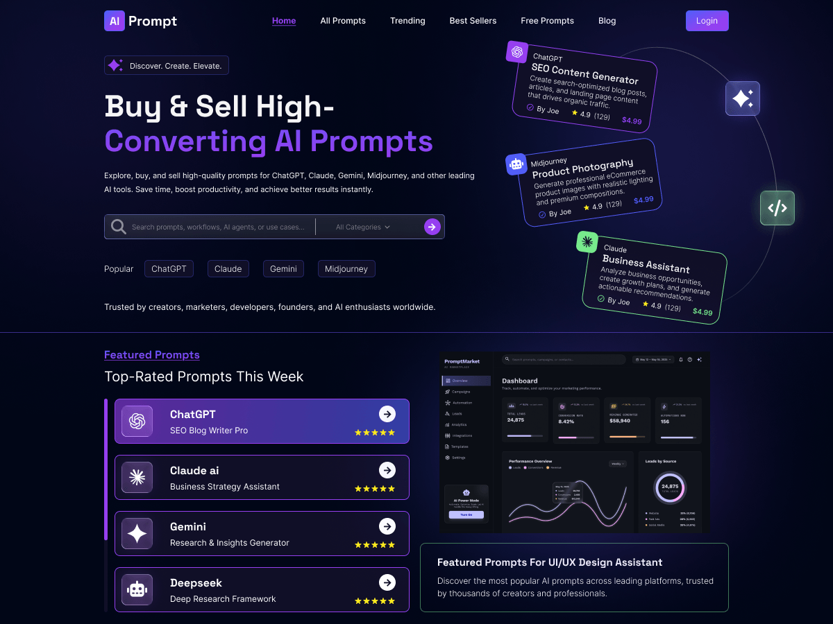 Prompt Marketplace theme screenshot