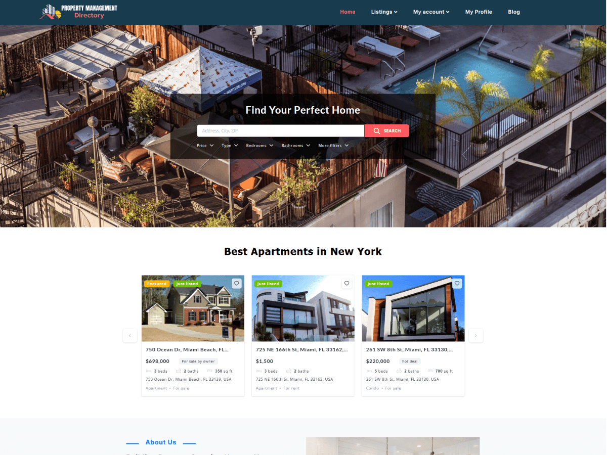 Property Management Directory theme screenshot
