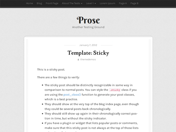 Prose theme screenshot