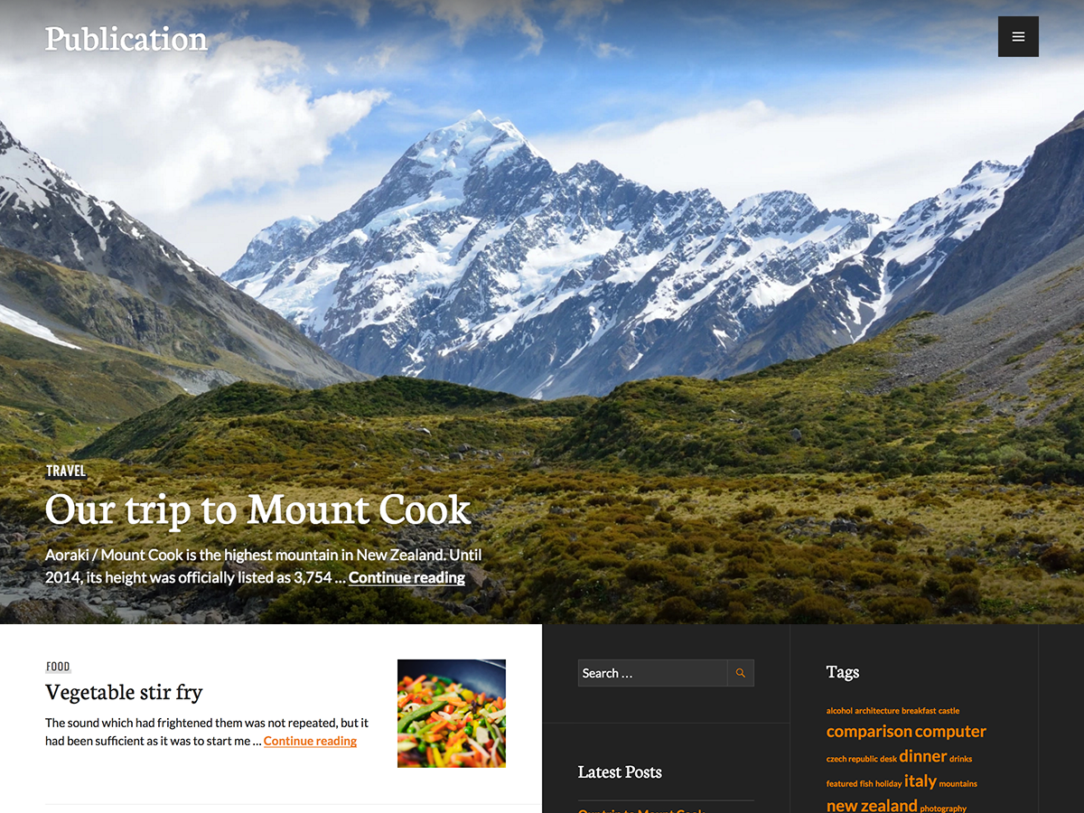 Publication theme screenshot