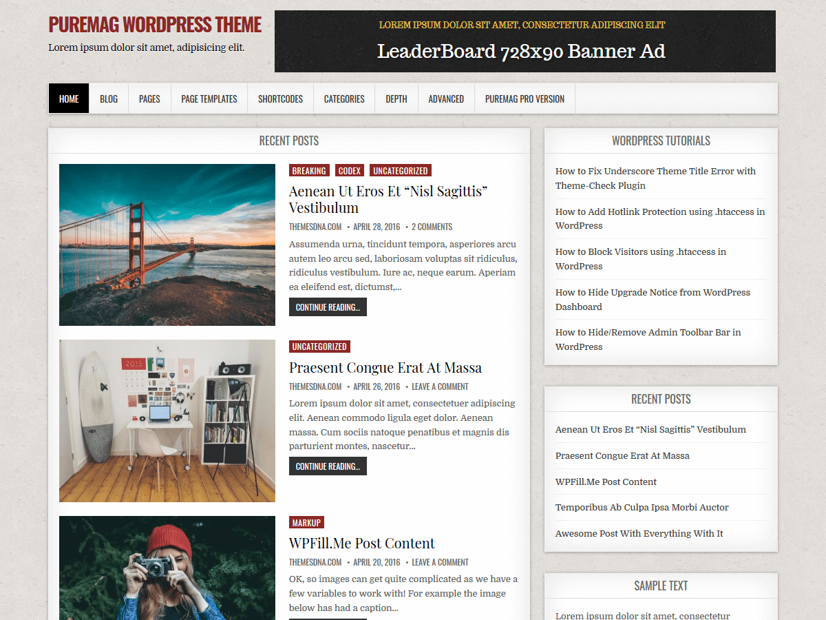 PureMag theme screenshot