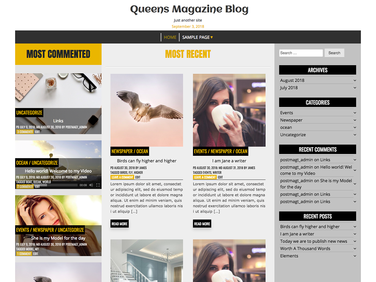 Queens Magazine Blog theme screenshot