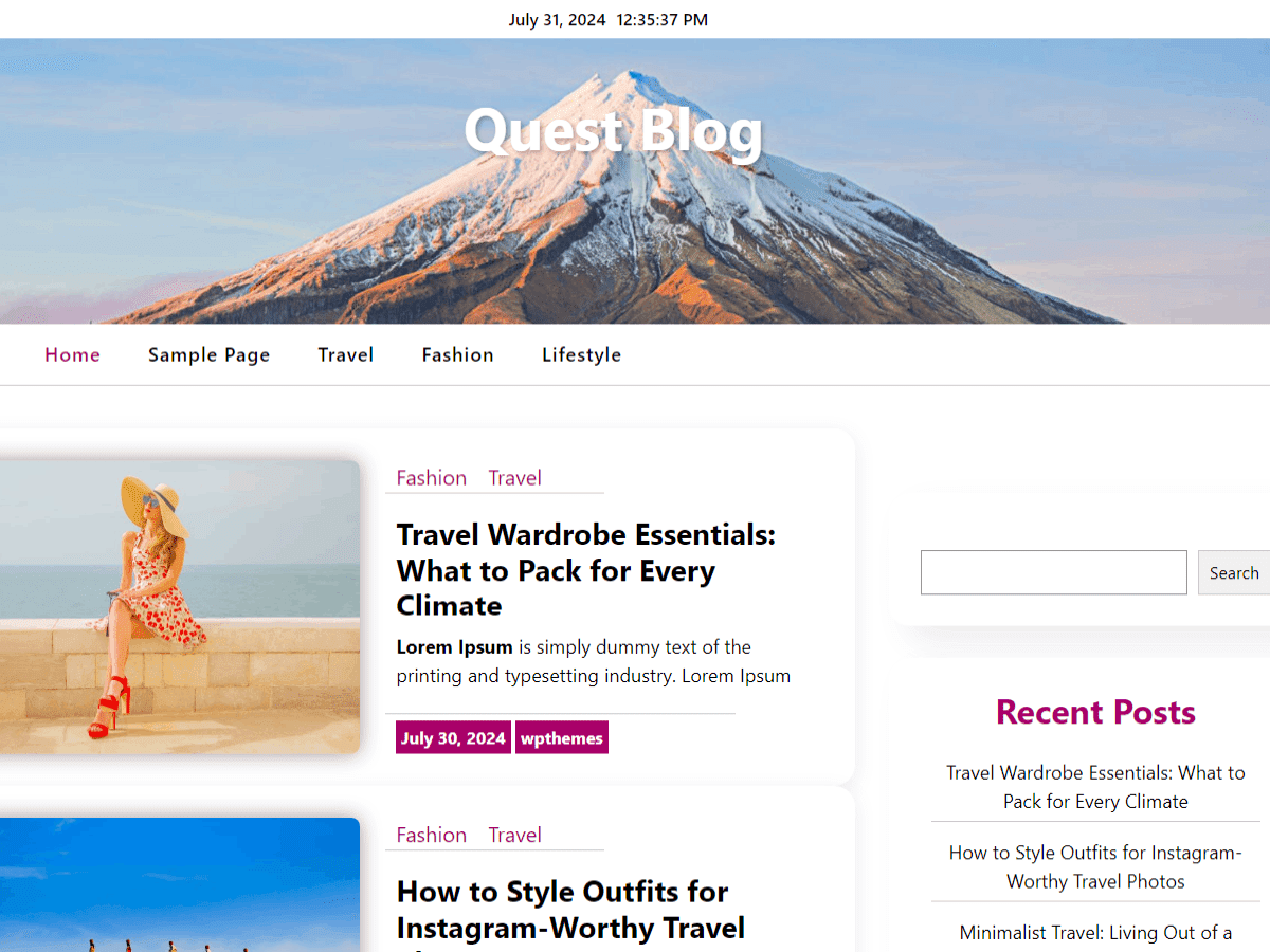 Quest Blog theme screenshot