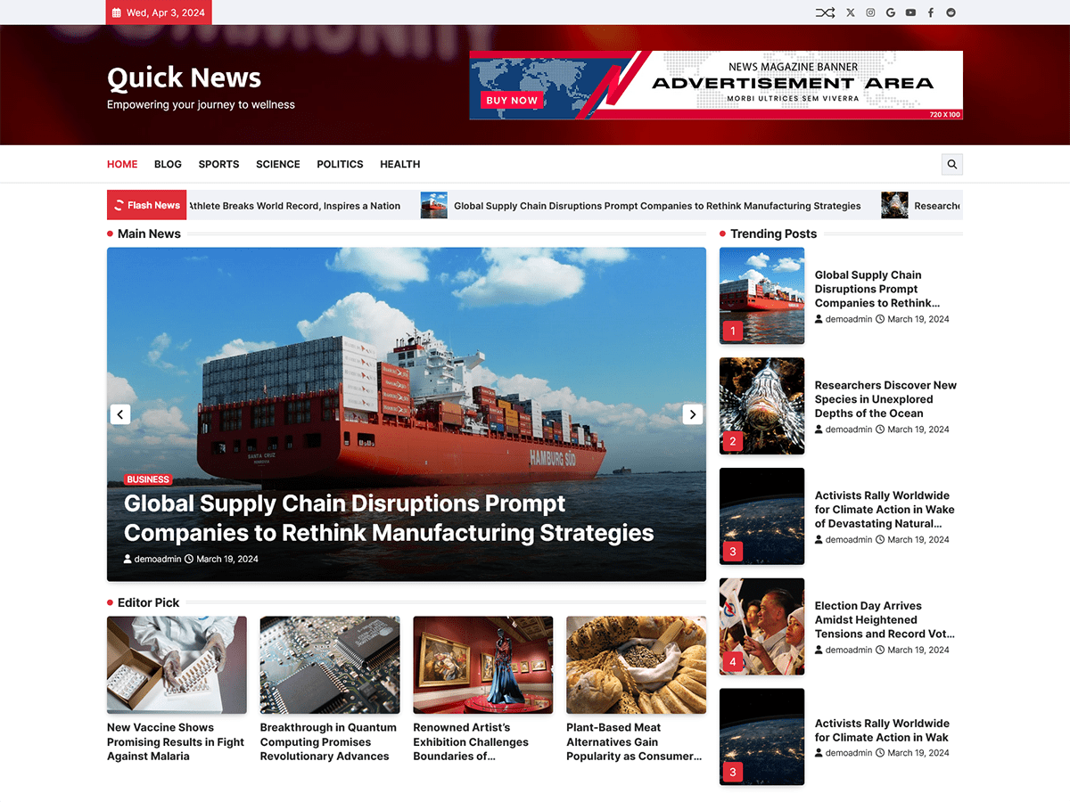 Quick News theme screenshot