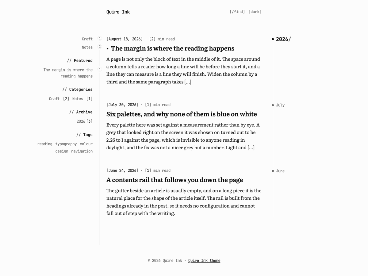 Quire Ink theme screenshot