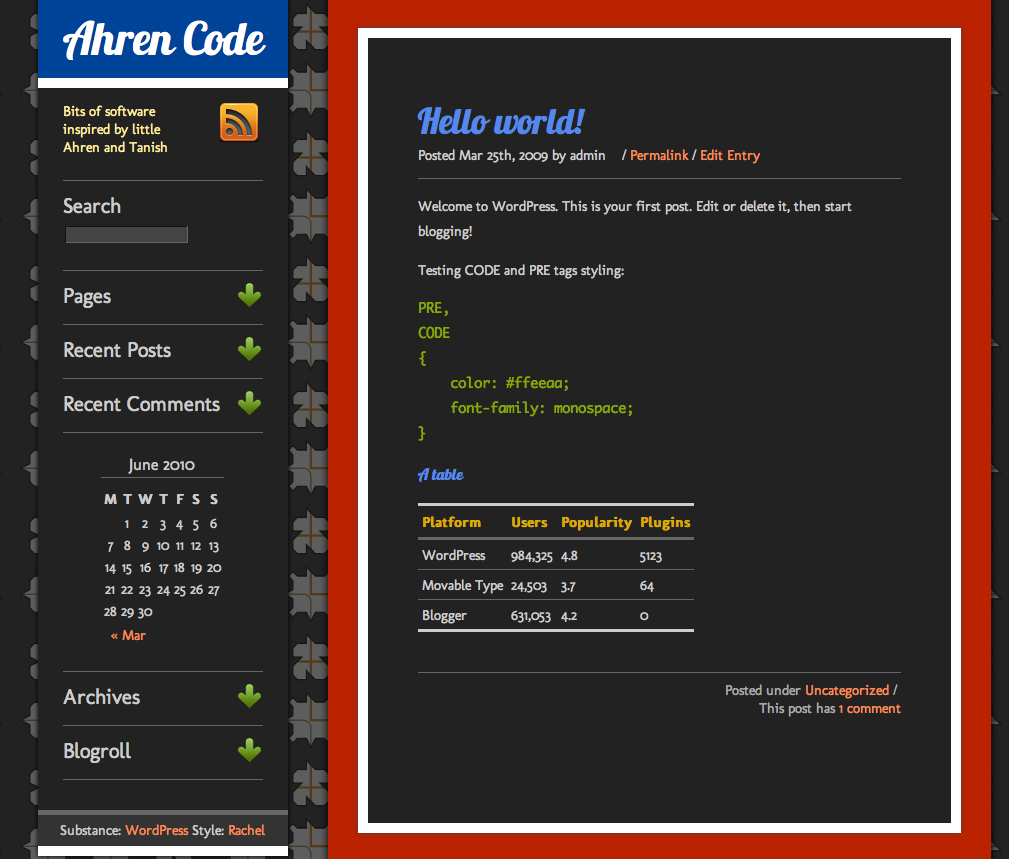 Rachel theme screenshot