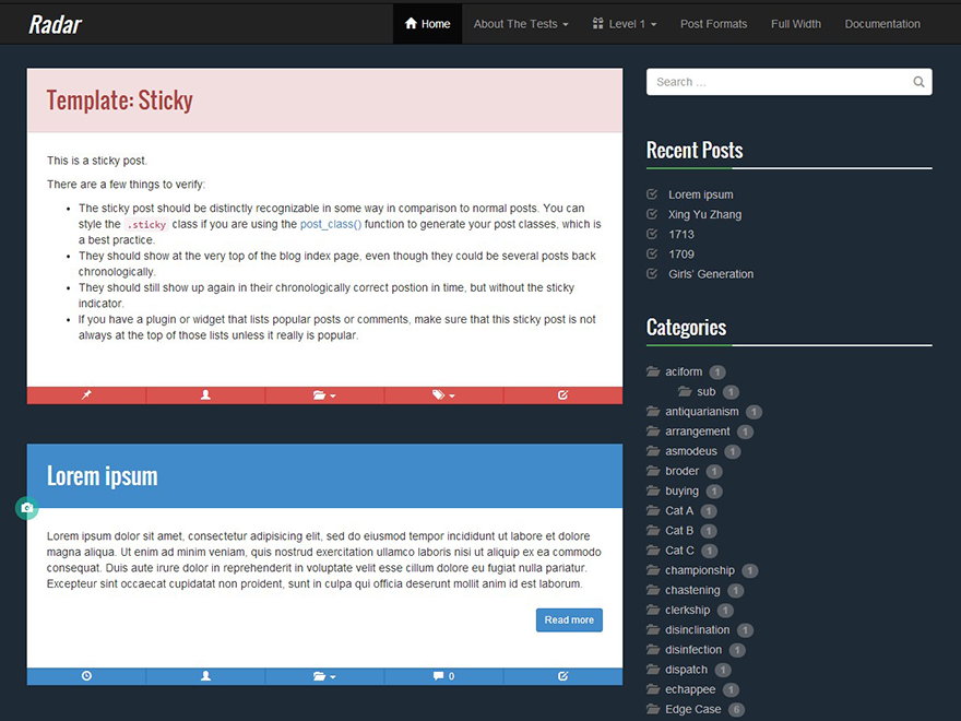 Radar theme screenshot