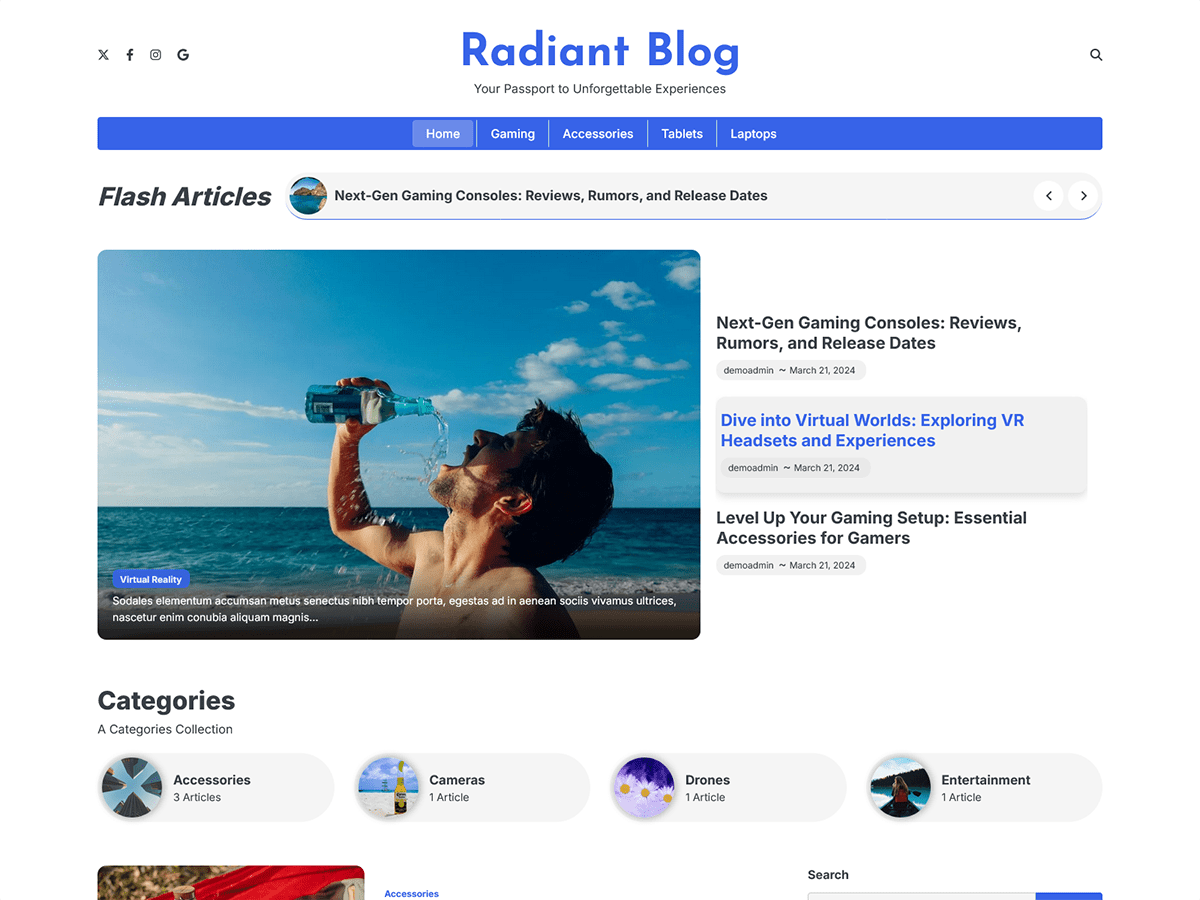 Radiant Blog theme screenshot
