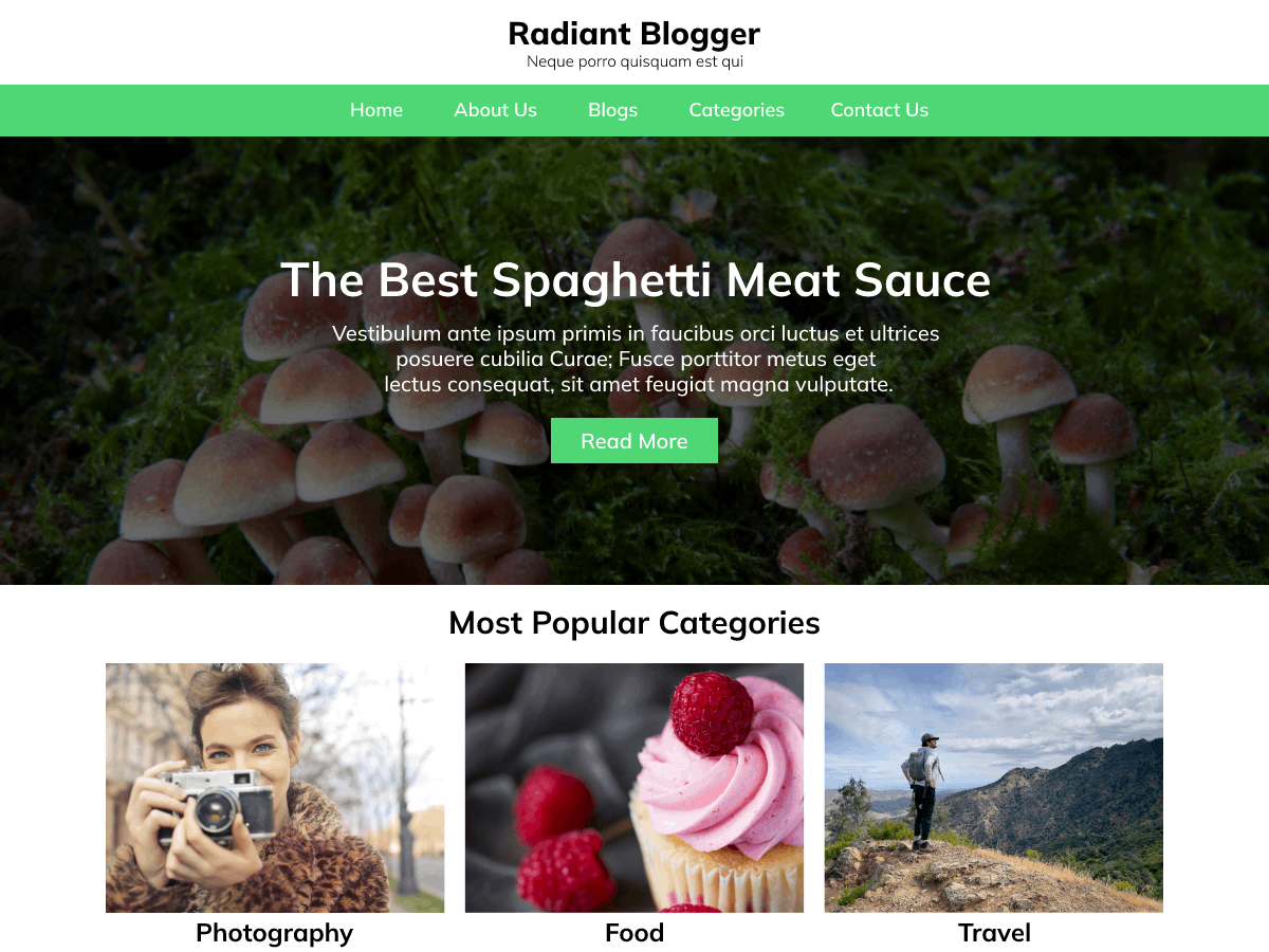 Radiant Blogger theme screenshot