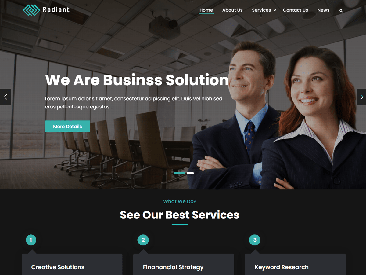 Radiant Business theme screenshot