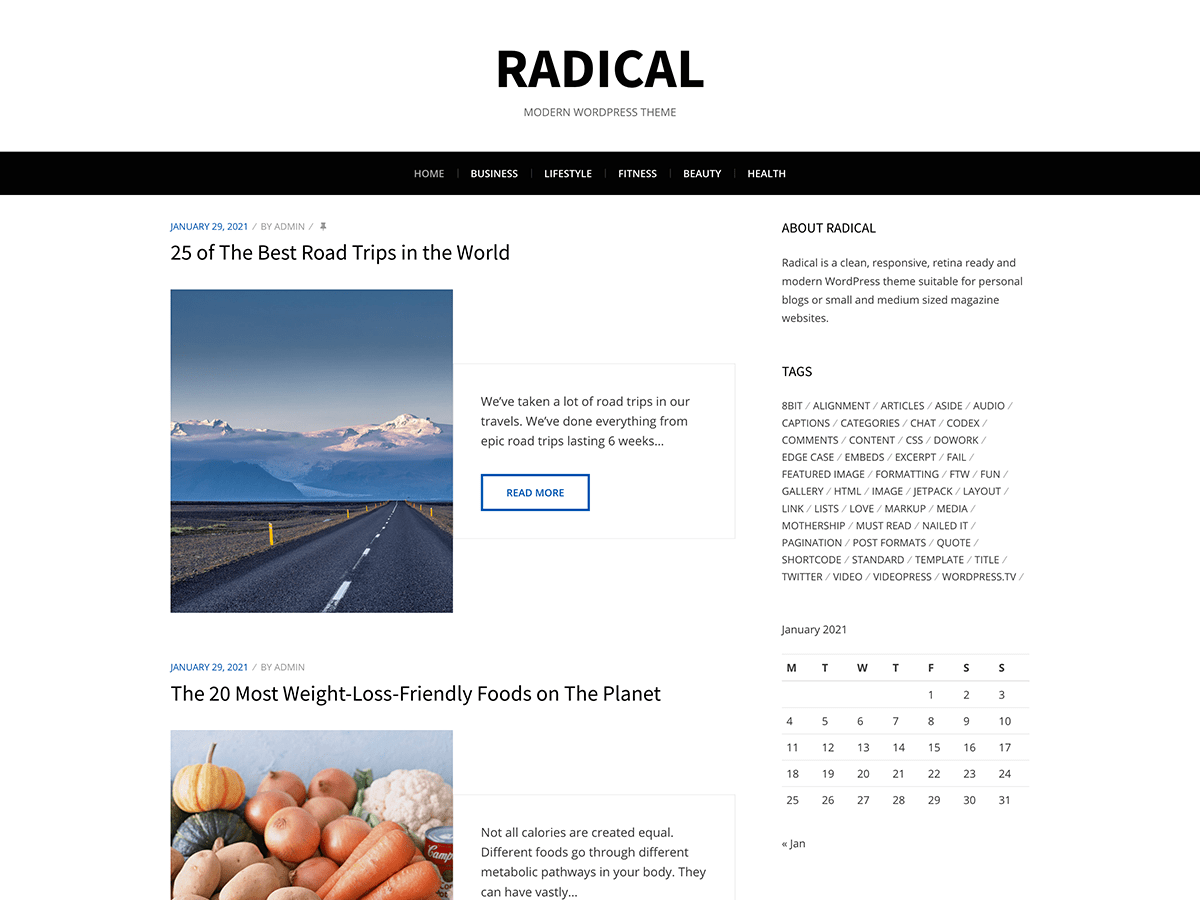 Radical Lite theme screenshot