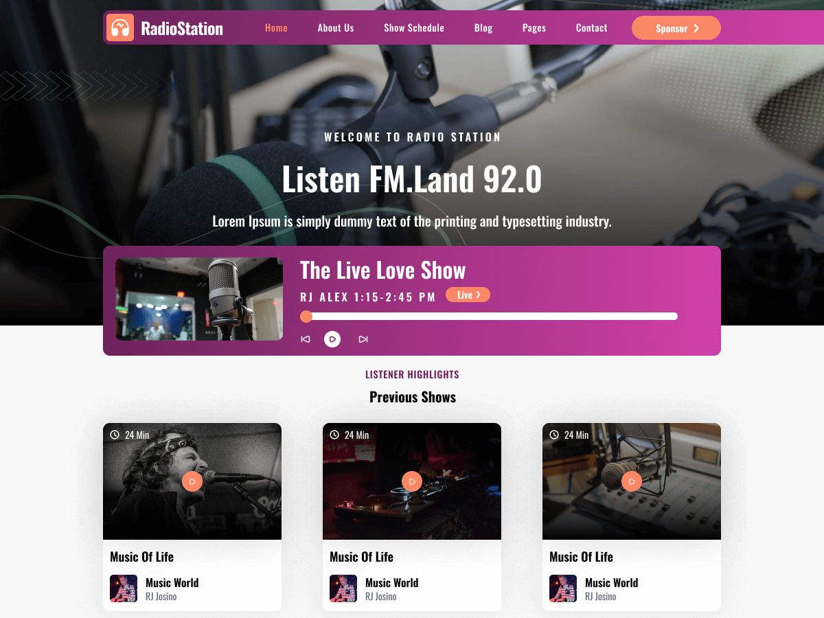 Radio Shows theme screenshot