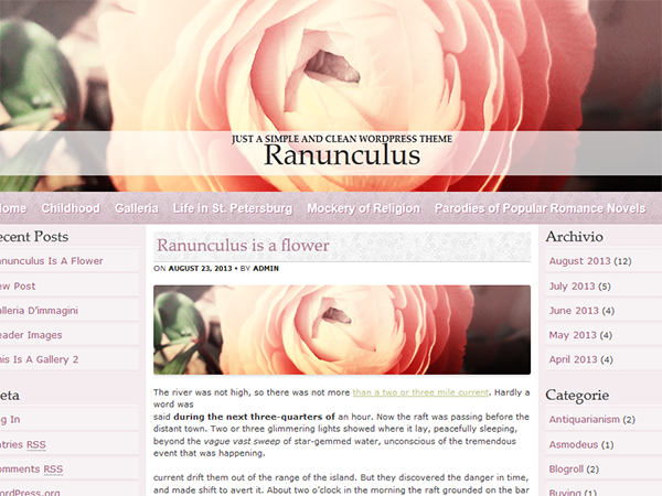 Ranunculus theme screenshot