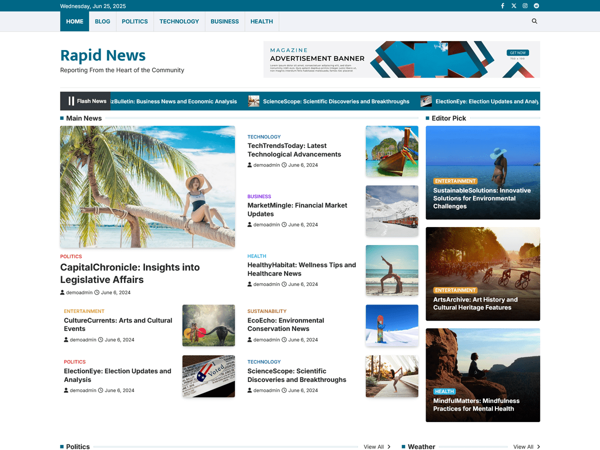 Rapid News theme screenshot