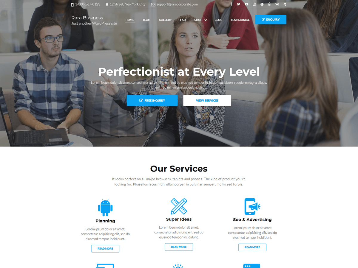 Rara Business theme screenshot