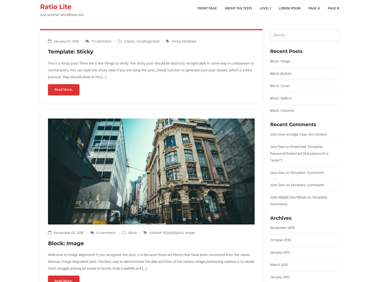 Ratio Lite theme screenshot