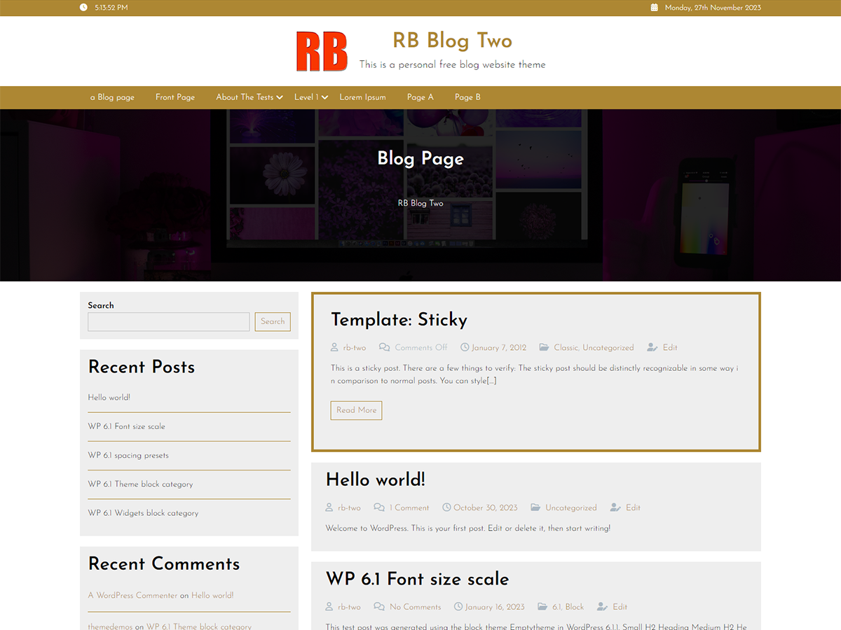 RB Blog Two theme screenshot