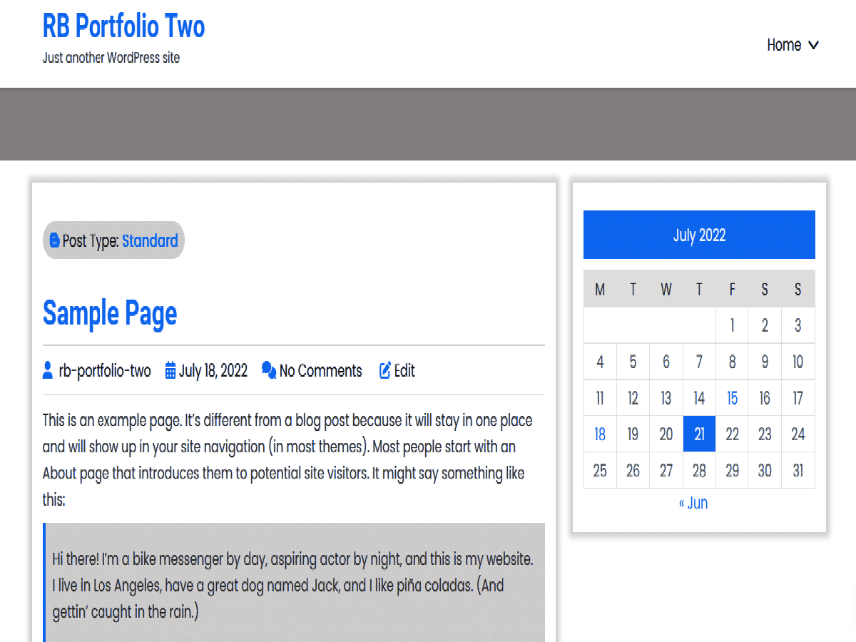 RB Portfolio Two theme screenshot