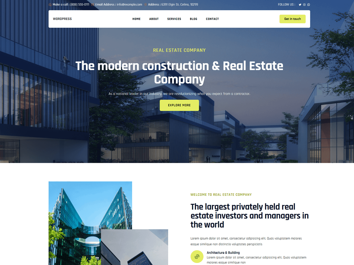 Real Estate Company theme screenshot