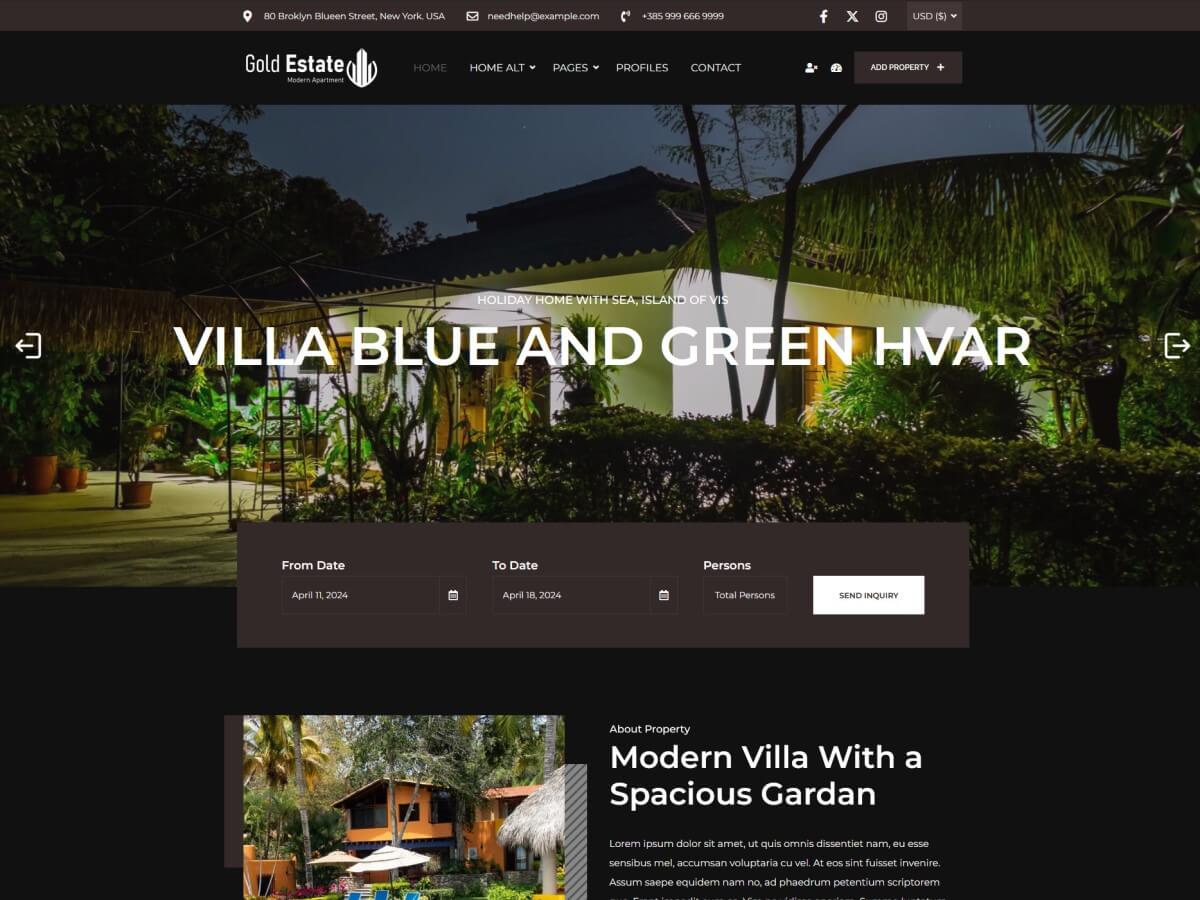 Real Estate Dark House theme screenshot
