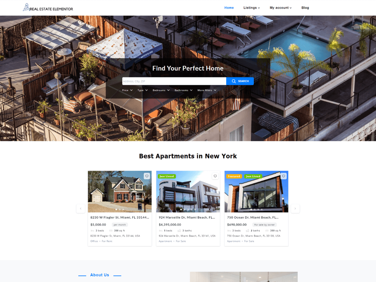 Real Estate Elementor theme screenshot