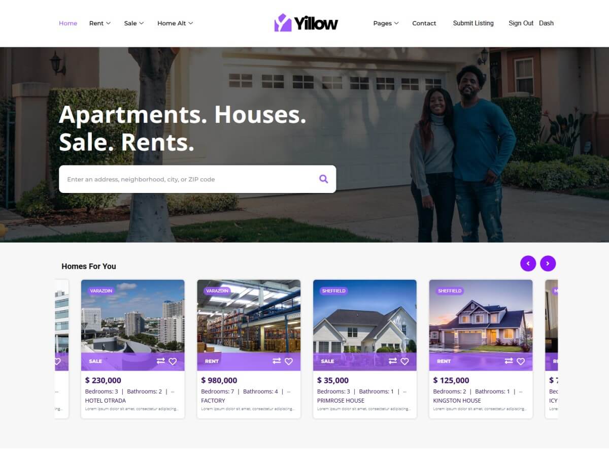 Real Estate Yillow theme screenshot