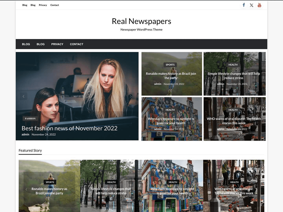 Real Newspapers theme screenshot
