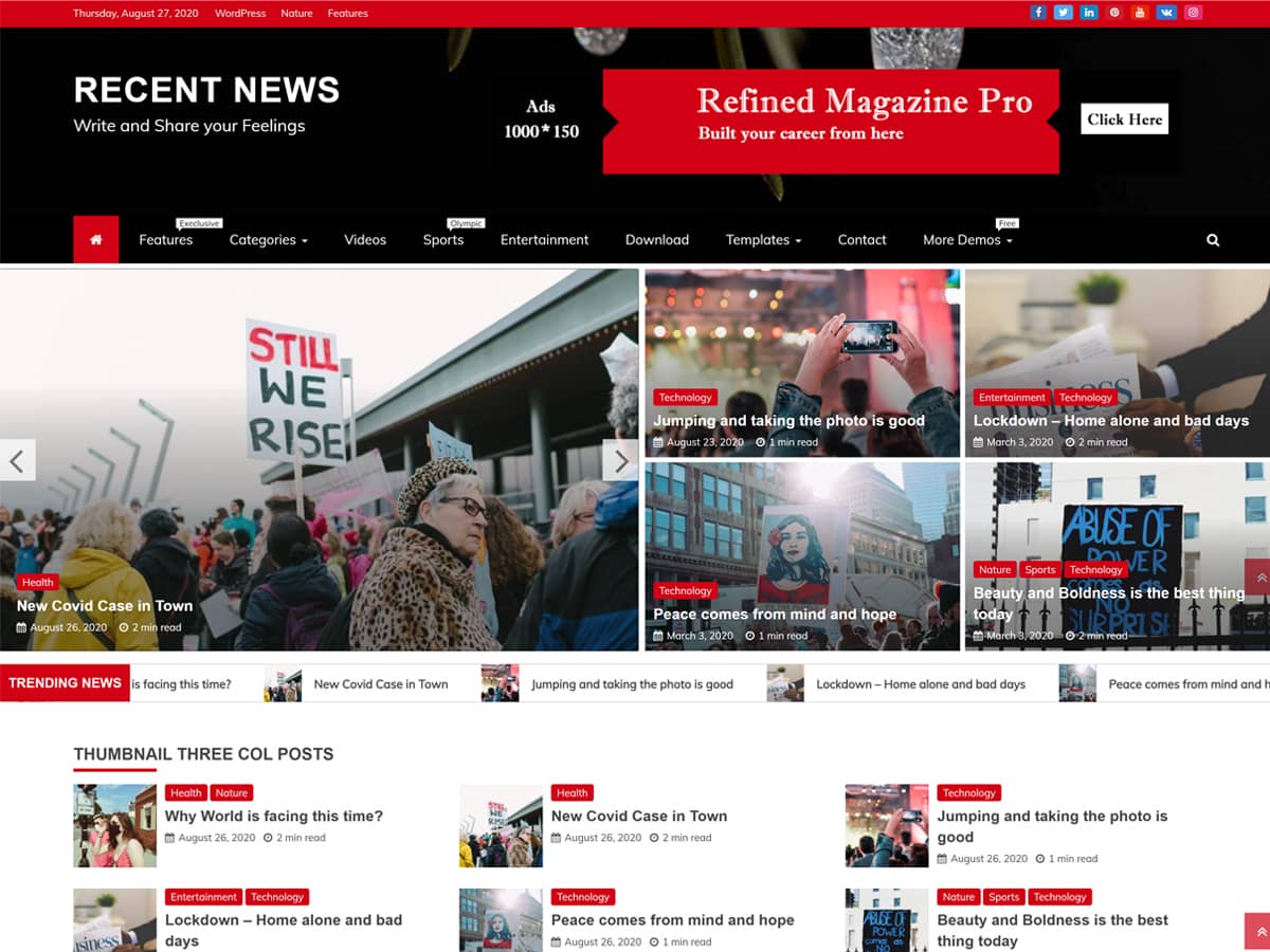 Recent News theme screenshot