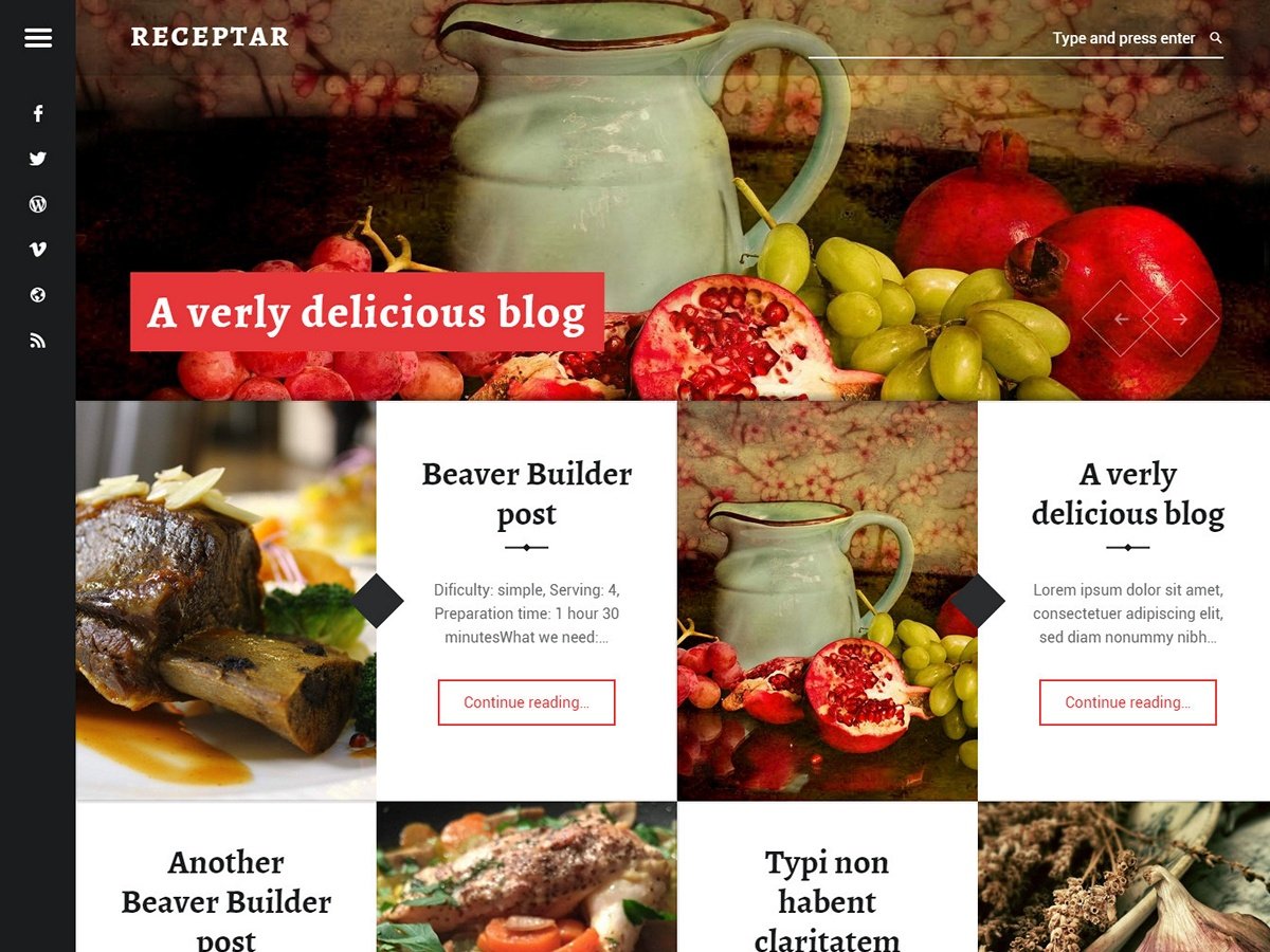 Receptar theme screenshot