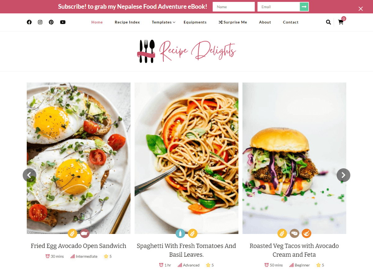Recipe Delights theme screenshot