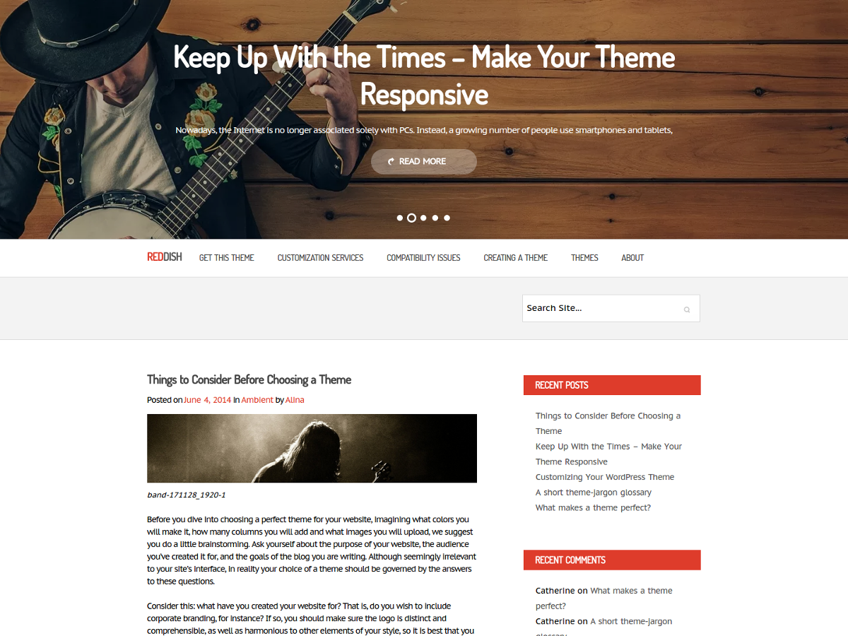 Reddish theme screenshot