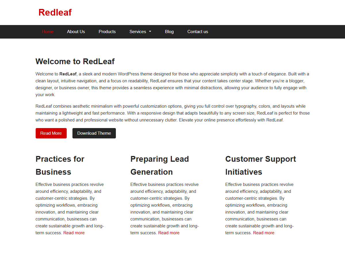 Redleaf theme screenshot