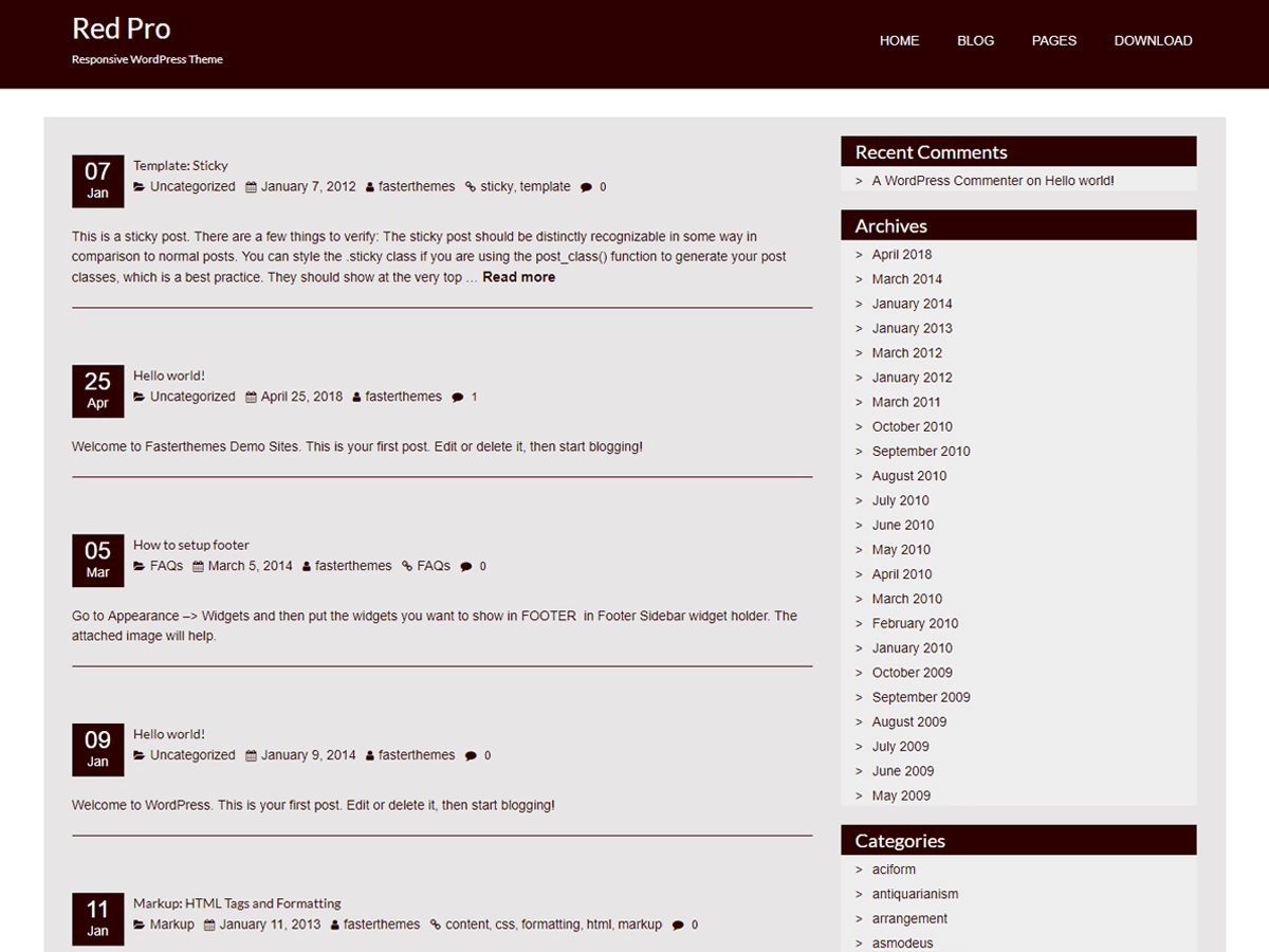 RedPro theme screenshot