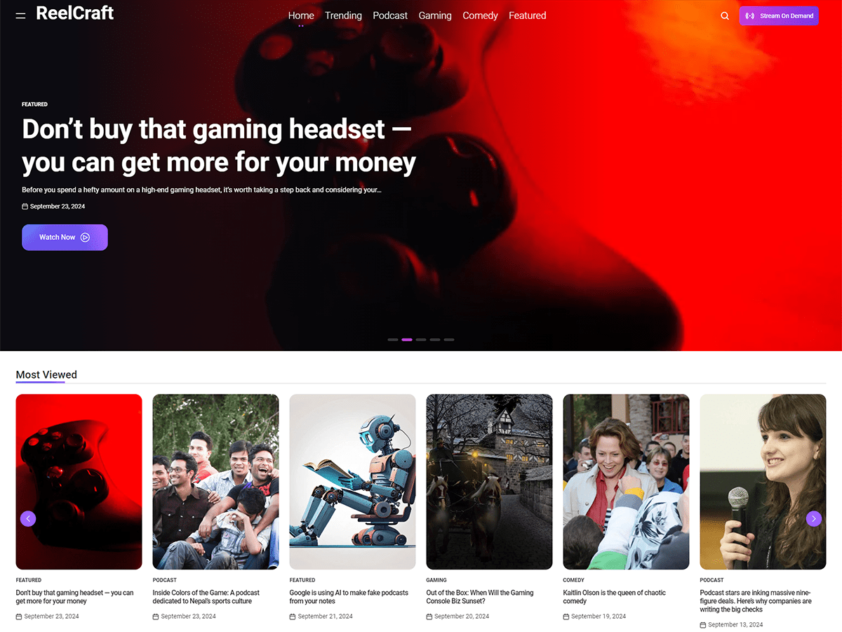 ReelCraft theme screenshot